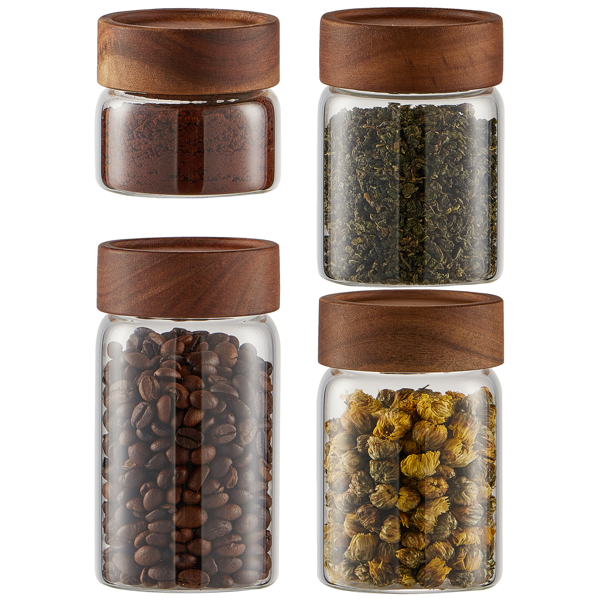4 Pcs Round Coffee Storage Jar